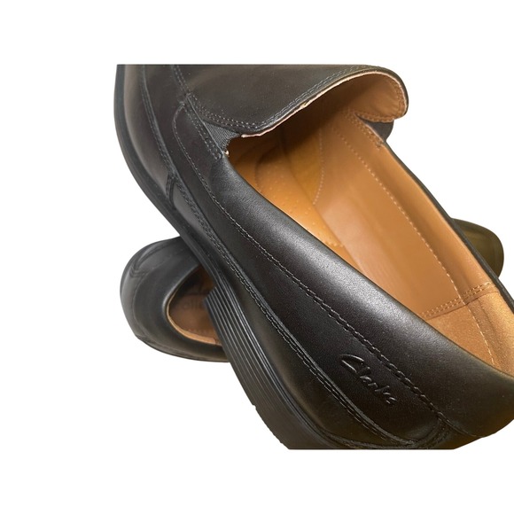 Clarks Collection Black Leather Slip On‎ Loafers Dress Shoes Men's 10 .5 - Picture 6 of 9
